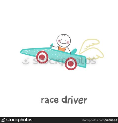 driver rides. Fun cartoon style illustration. The situation of life.
