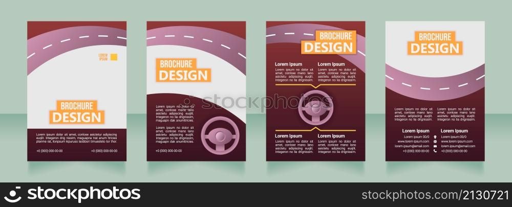 Driver safety program blank brochure design. Template set with copy space for text. Premade corporate reports collection. Editable 4 paper pages. Bebas Neue, Ebrima, Roboto Light fonts used. Driver safety program blank brochure design