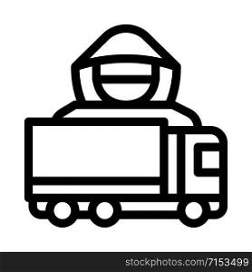 Driver Truck Concept Icon Vector. Outline Driver Truck Concept Sign. Isolated Contour Symbol Illustration. Driver Truck Concept Icon Vector Outline Illustration