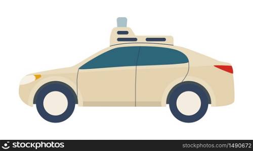 Driverless Car, autonomous vehicle, auto with autopilot. Vector illustration in flat style isolated on white background. Driverless Car, autonomous vehicle, auto with autopilot. Vector illustration in flat style