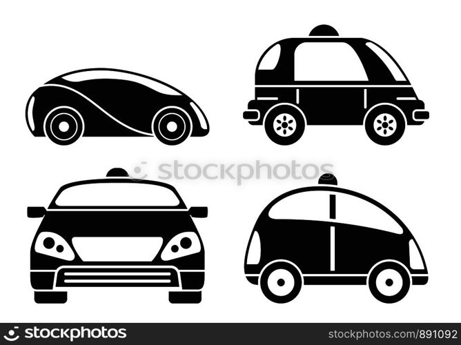 Driverless car icon set. Simple set of driverless car vector icons for web design on white background. Driverless car icon set, simple style