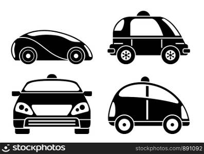 Driverless car icon set. Simple set of driverless car vector icons for web design on white background. Driverless car icon set, simple style