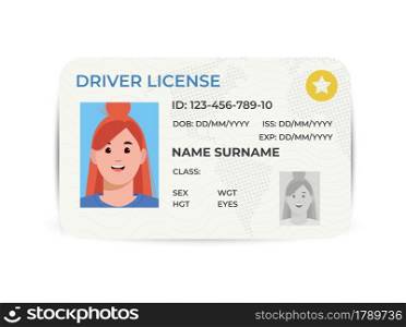 Drivers License. A plastic id card. Vector flat illustration of the template.. Drivers License. A plastic identity card. Vector flat illustration of the template.