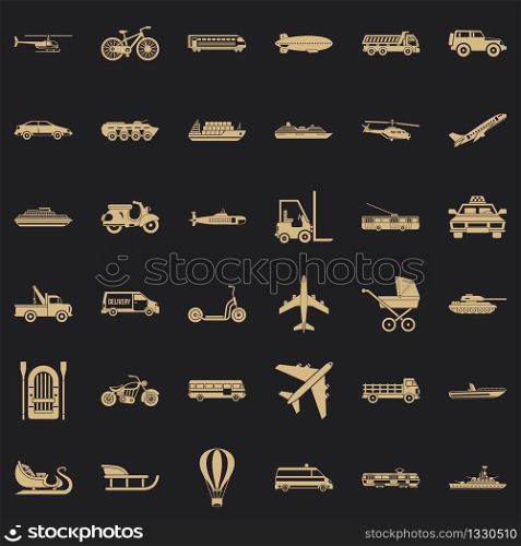 Driving icons set. Simple style of 36 driving vector icons for web for any design. Driving icons set, simple style