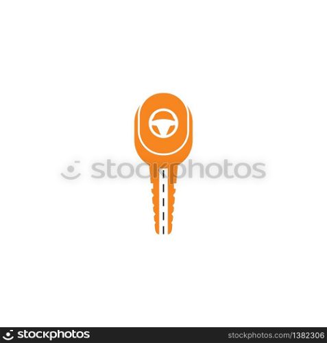 Driving school logo design. Car key with road and steering wheel icon.
