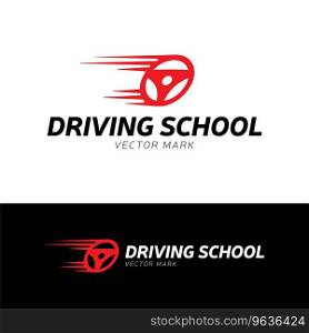 Driving school logo dynamic car wheel design Vector Image