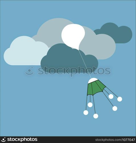 Dron in sky, illustration, vector on white background.