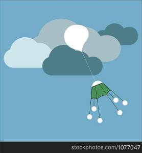 Dron in sky, illustration, vector on white background.