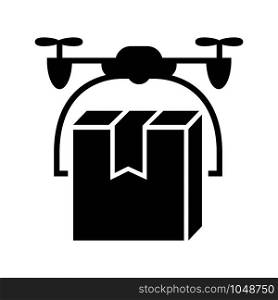 Drone box delivery icon. Simple illustration of drone box delivery vector icon for web design isolated on white background. Drone box delivery icon, simple style