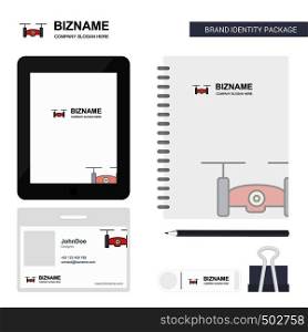 Drone camera Business Logo, Tab App, Diary PVC Employee Card and USB Brand Stationary Package Design Vector Template
