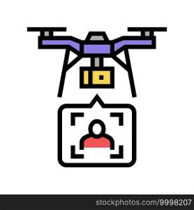 drone delivery and identificate with face id technology color icon vector. drone delivery and identificate with face id technology sign. isolated symbol illustration. drone delivery and identificate with face id technology color icon vector illustration