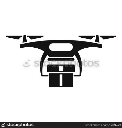 Drone delivery icon. Simple illustration of drone delivery vector icon for web design isolated on white background. Drone delivery icon, simple style