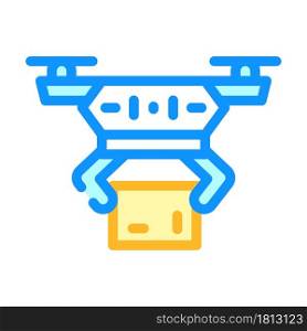 drone delivery robot color icon vector. drone delivery robot sign. isolated symbol illustration. drone delivery robot color icon vector illustration