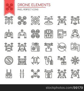 Drone Elements , Thin Line and Pixel Perfect Icons