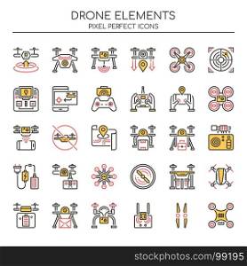 Drone Elements , Thin Line and Pixel Perfect Icons