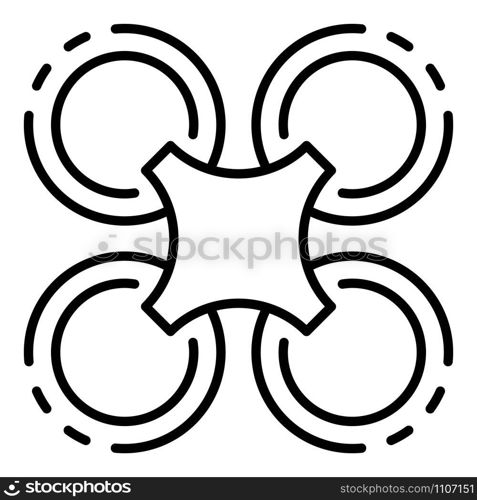 Drone fly away icon. Outline drone fly away vector icon for web design isolated on white background. Drone fly away icon, outline style