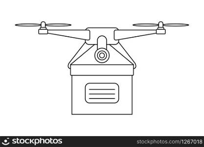 drone icon delivering box white background vector illustration