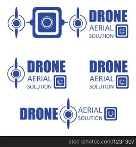 Drone icon vector for service company. Logos templates of flying drone with photo camera. Quadrocopter make photography. Multicopter emblem.. Drone icon vector for service company. Logos templates of flying drone with photo camera. Quadrocopter make photography.