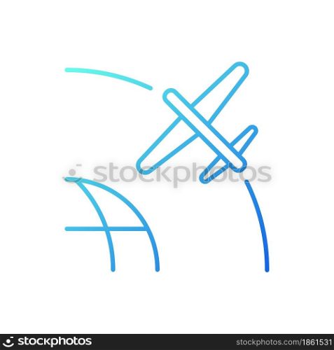 Drone Satellite gradient linear vector icon. Rotation of drone satelite in geostationary orbit. Modern technologies. Thin line color symbol. Modern style pictogram. Vector isolated outline drawing. Drone Satellite gradient linear vector icon