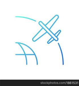 Drone Satellite gradient linear vector icon. Rotation of drone satelite in geostationary orbit. Modern technologies. Thin line color symbol. Modern style pictogram. Vector isolated outline drawing. Drone Satellite gradient linear vector icon