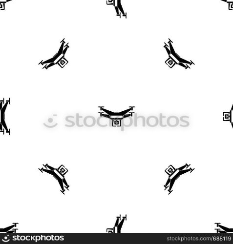 Drone video camera pattern repeat seamless in black color for any design. Vector geometric illustration. Drone video camera pattern seamless black