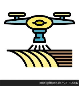 Drone water irrigation icon. Outline drone water irrigation vector icon color flat isolated. Drone water irrigation icon color outline vector