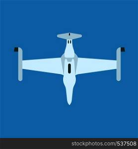 Drone white color top view vector icon. Flight equipment travel transport wireless camera business. Flat robot industry