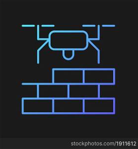 Drones for construction gradient vector icon for dark theme. Innovative construction technologies. Improving safety. Thin line color symbol. Modern style pictogram. Vector isolated outline drawing. Drones for construction gradient vector icon for dark theme
