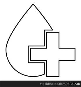 Drop and cross icon black color vector illustration flat style outline