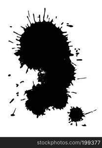 Drop black ink blot isolated on white background.