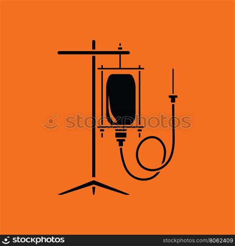 Drop counter icon. Orange background with black. Vector illustration.