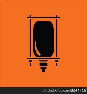 Drop counter icon. Orange background with black. Vector illustration.
