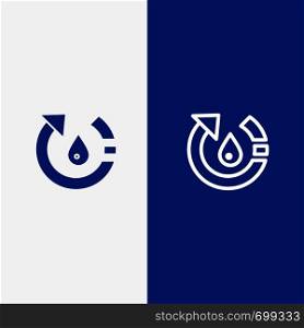 Drop, Ecology, Environment, Nature, Recycle Line and Glyph Solid icon Blue banner Line and Glyph Solid icon Blue banner