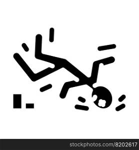 drop head kick accident glyph icon vector. drop head kick accident sign. isolated symbol illustration. drop head kick accident glyph icon vector illustration