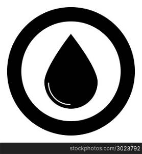 Drop icon black color in circle or round vector illustration
