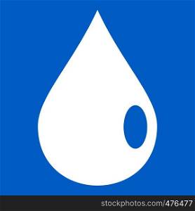 Drop icon white isolated on blue background vector illustration. Drop icon white
