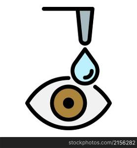 Drop in the eye icon. Outline drop in the eye vector icon color flat isolated. Drop in the eye icon color outline vector