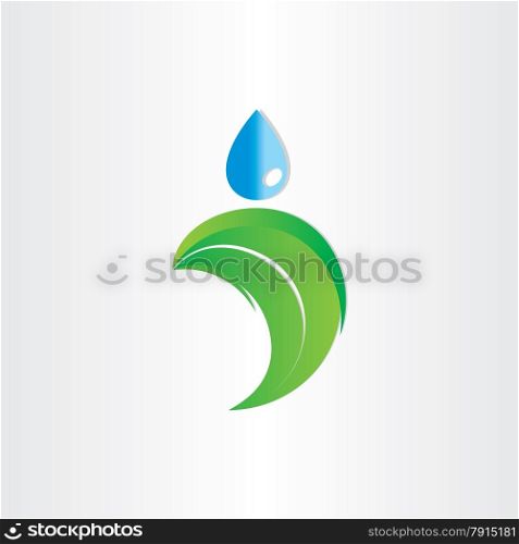 drop of water on green leaf freshness eco symbol emblem