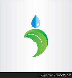 drop of water on green leaf freshness eco symbol emblem