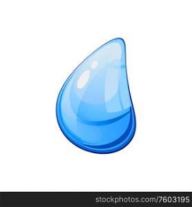 Drop of water or rain droplet isolated H2O symbol in realistic design. Vector fresh pure aqua. Pure aqua isolated water drop