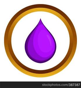 Drop oil vector icon in golden circle, cartoon style isolated on white background. Drop oil vector icon