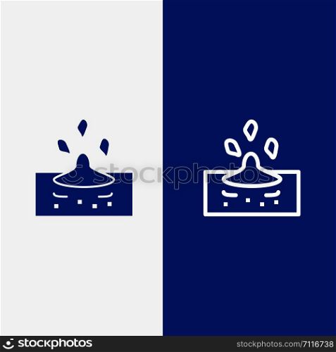Drop, Rain, Rainy, Water Line and Glyph Solid icon Blue banner Line and Glyph Solid icon Blue banner