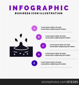 Drop, Rain, Rainy, Water Solid Icon Infographics 5 Steps Presentation Background