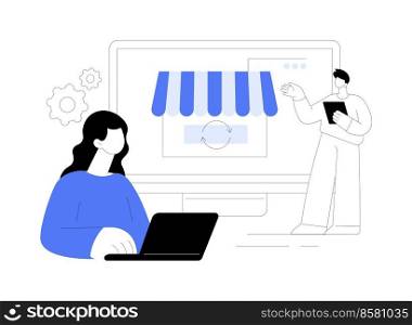 Drop servicing abstract concept vector illustration. Third party servicing, outsource business model, service arbitrage, finding clients, drop shipping, digital marketing trend abstract metaphor.. Drop servicing abstract concept vector illustration.