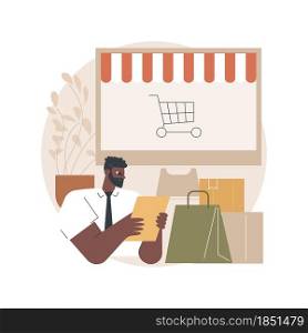 Drop-shipper receives order abstract concept vector illustration. Supply chain management, drop shipping marketing, shipping details, receive and transfer order, online purchase abstract metaphor.. Drop-shipper receives order abstract concept vector illustration.