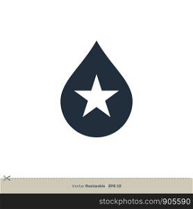 Drop Water and Star Icon Vector Logo Template Illustration Design. Vector EPS 10.