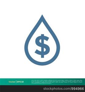 Drop Water Dollar Sign Icon Vector Logo Template Illustration Design. Vector EPS 10.