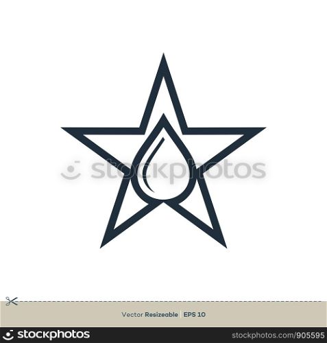 Droplet and Star Line Art Vector Icon Logo Template Illustration Design. Vector EPS 10.
