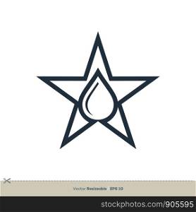 Droplet and Star Line Art Vector Icon Logo Template Illustration Design. Vector EPS 10.