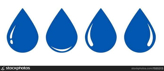 Droplet icon set. Vector blue water drop symbol.